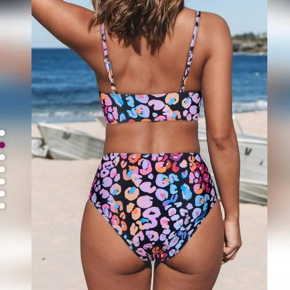 Cupshe Pink and Orange Bikini High-Waisted Swimwear - Picture 6 of 7